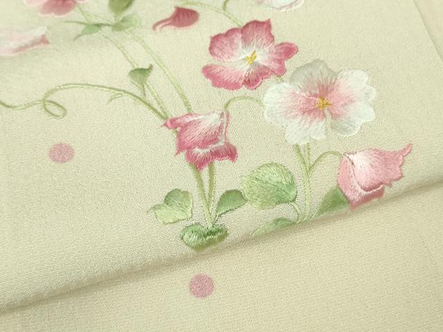 平和屋本店●極上 松田聖子 SEIKOMATSUDA 訪問着 刺繍 草花 丸文 象牙色地 タグ付き 逸品 未使用 DZAA6641kh5