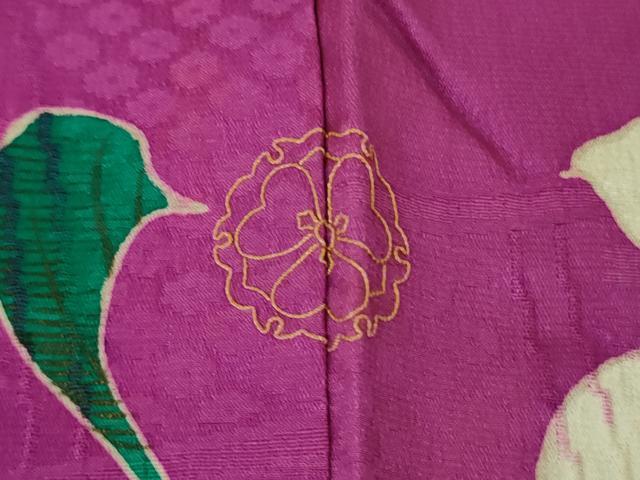 平和屋本店■極上　アンティーク　大正ロマン　振袖　駒刺繍　扇面花鳥文　金彩　逸品　DZAA6649kh5