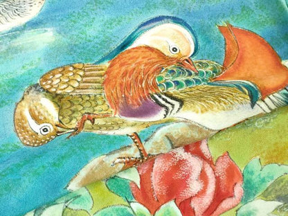 平和屋本店■極上　振袖　手描き　孔雀　尾長鳥　鴛鴦　花　仮絵羽　逸品　未使用　DZAA6650kh5