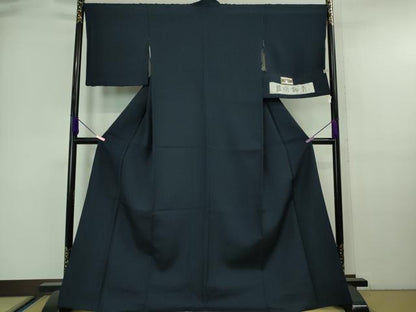 平和屋本店●極上 天然藍 藍染紬 藍染柳条 国選定 現代の名工 古庄紀治 美の花別織 濃藍色 証紙付き 逸品 DZAA6653kh5