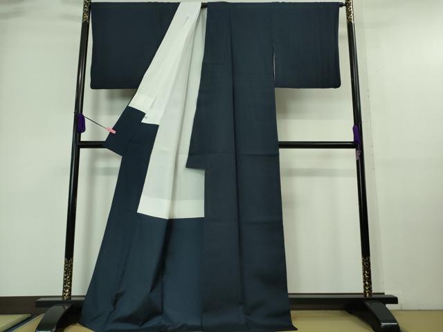 平和屋本店●極上 天然藍 藍染紬 藍染柳条 国選定 現代の名工 古庄紀治 美の花別織 濃藍色 証紙付き 逸品 DZAA6653kh5
