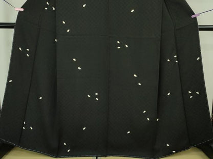 平和屋本店■極上　小紋　舞桜　黒地　金彩　逸品　未使用　DZAA6659kh5