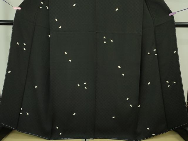 平和屋本店■極上　小紋　舞桜　黒地　金彩　逸品　未使用　DZAA6659kh5