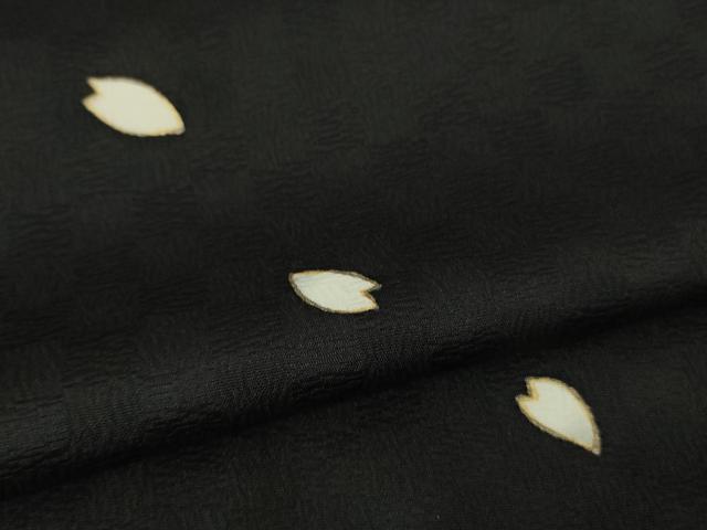 平和屋本店■極上　小紋　舞桜　黒地　金彩　逸品　未使用　DZAA6659kh5