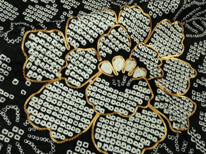 平和屋本店■極上　振袖　駒刺繍　絞り　吉祥花文　黒地　逸品　DZAA6661kh5