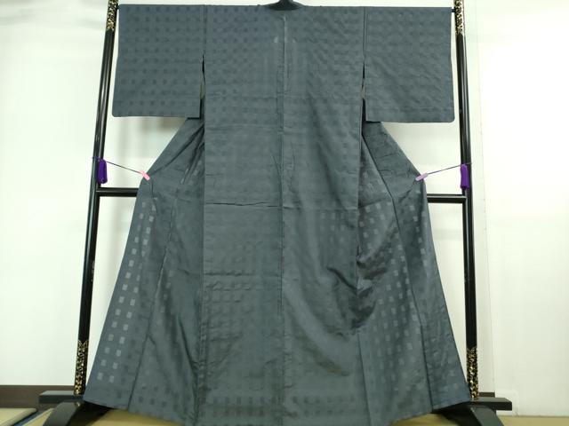 平和屋本店▽極上 花絽織 お召 単衣 色無地 鉄御納戸色 そう美謹製 証紙付き 逸品 DZAA6664kh5