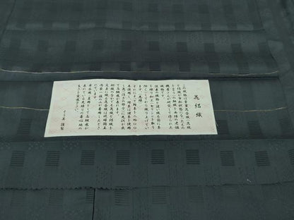 平和屋本店▽極上 花絽織 お召 単衣 色無地 鉄御納戸色 そう美謹製 証紙付き 逸品 DZAA6664kh5