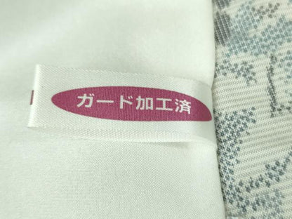 平和屋本店▽極上　白紬　単衣　草花文　逸品　DZAA6667kh5