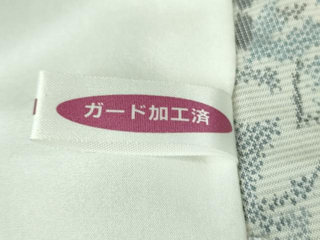 平和屋本店▽極上　白紬　単衣　草花文　逸品　DZAA6667kh5