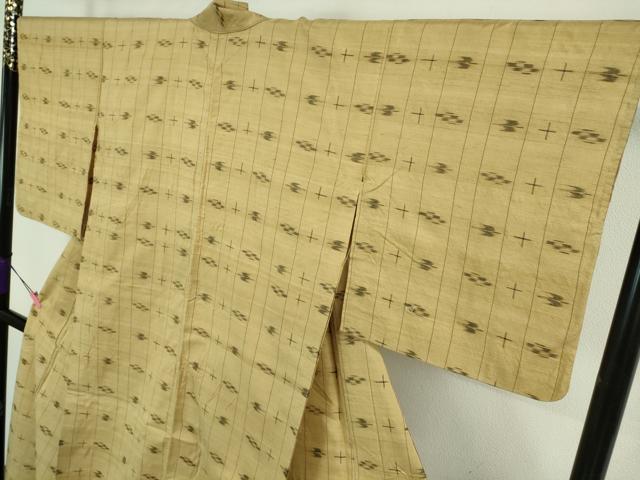 平和屋本店■極上　国指定重要無形文化財　本場久米島紬　単衣　山城ツル作　手織　草木染　泥染　証紙付き　逸品　DZAA6675kh5