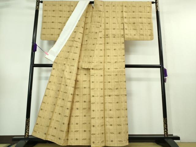 平和屋本店■極上　国指定重要無形文化財　本場久米島紬　単衣　山城ツル作　手織　草木染　泥染　証紙付き　逸品　DZAA6675kh5