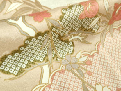 平和屋本店■極上　訪問着　単衣　駒刺繍　風景吉祥花文　象牙色地　金彩　ますいわ屋扱い　逸品　DZAA6676kh5