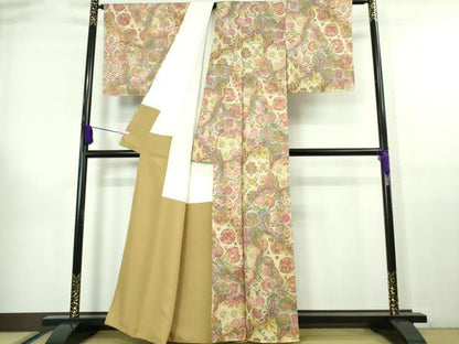 平和屋本店■極上　前田仁仙　仁仙更紗　小紋　お召地　天目織　鳥獣更紗　逸品　未使用　DZAA6679kh5