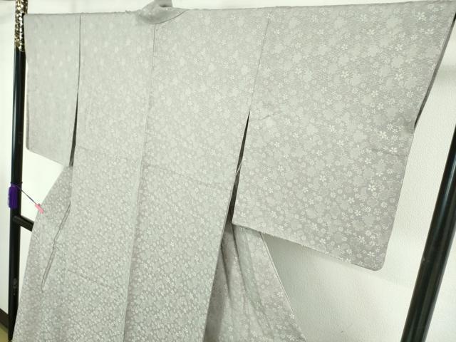 平和屋本店▽極上 お召・長襦袢セット はちす織 単衣 オーロラ両面染め 雪輪 三日月 舞桜 反端付き 逸品 DZAA6682kh5