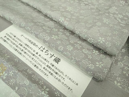 平和屋本店▽極上 お召・長襦袢セット はちす織 単衣 オーロラ両面染め 雪輪 三日月 舞桜 反端付き 逸品 DZAA6682kh5