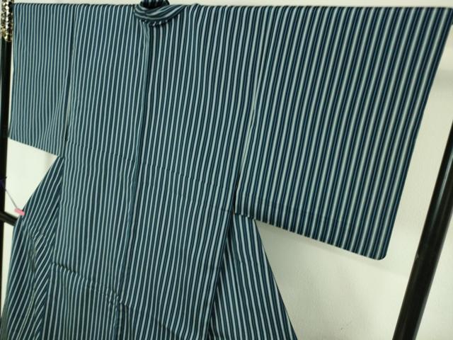 平和屋本店▽極上 お召 単衣 縞 証紙付き 逸品 DZAA6687kh5