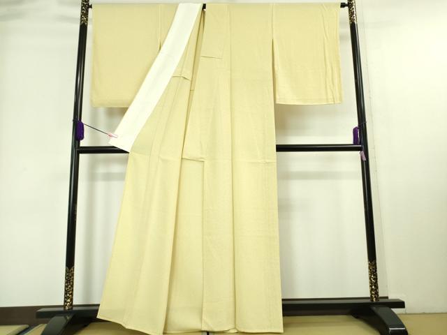 平和屋本店■極上　小紋　単衣　桜尽くし　女郎花色地　反端付き　逸品　未使用　DZAA6691kh5