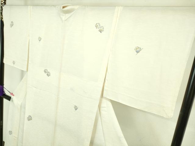 平和屋本店▽極上 小紋 単衣 梟 ふくろう 霞紋紗 京都きもの友禅扱い 逸品 DZAA6693kh5