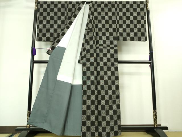 平和屋本店■極上 男性 現代龍郷絣 本場大島紬 キングサイズ 9マルキ 古代染色純泥染 純手織 市松 興純工房謹製 ほていや 逸品 DZAA6695kh5