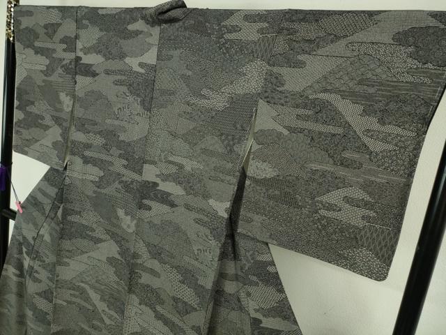 平和屋本店■極上　重要無形文化財　人間国宝　中村勇二郎　江戸小紋　想い出百撰　黒地　反端付き　逸品　未使用　DZAA6697kh5