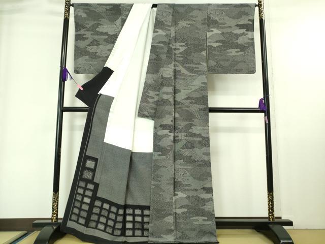 平和屋本店■極上　重要無形文化財　人間国宝　中村勇二郎　江戸小紋　想い出百撰　黒地　反端付き　逸品　未使用　DZAA6697kh5