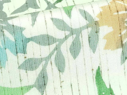平和屋着物●極上 半幅帯 型染め ぜんまい紬 更紗花文 逸品 未使用 DZAA6711kh5