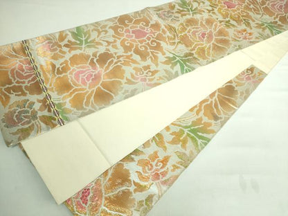 平和屋本店■最高級　龍村平蔵製　六通柄　本袋帯　松嶋牡丹錦　金銀糸　逸品　DZAA6719kh5