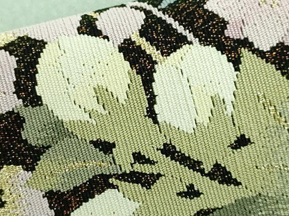 平和屋着物●極上 爪掻き本綴れ 八寸名古屋帯 草花文 薄雲鼠色地 金銀糸 逸品 DZAA6726kh5