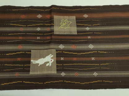 平和屋着物■極上　夏物　八寸名古屋帯　刺繍　紬地　兎　逸品　DZAA6730kh5