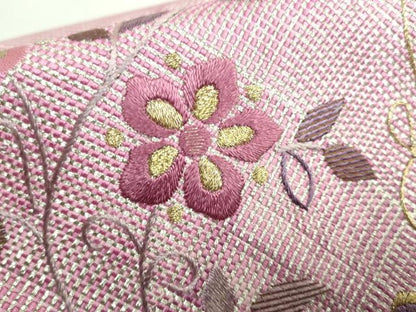 平和屋着物●極上 工芸染織 宮下 つけ帯 刺繍 花喰い鳥 金銀糸 たとう紙付き 逸品 未使用 DZAA6733kh5