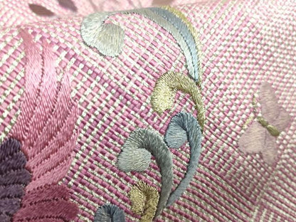 平和屋着物●極上 工芸染織 宮下 つけ帯 刺繍 花喰い鳥 金銀糸 たとう紙付き 逸品 未使用 DZAA6733kh5