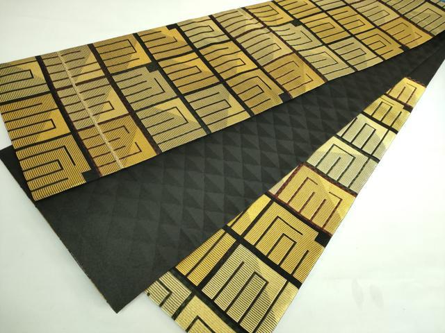 平和屋着物●極上 六通柄袋帯 スリーシーズン帯 源氏香 黒地 金糸 鈴乃屋扱い 逸品 DZAA6735kh5