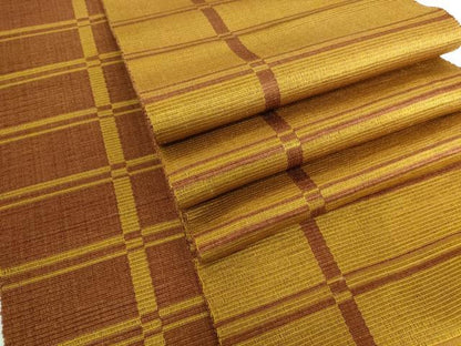 平和屋着物●極上 本場黄八丈 八寸名古屋帯 一重帯 横段文 逸品 DZAA6764kh5