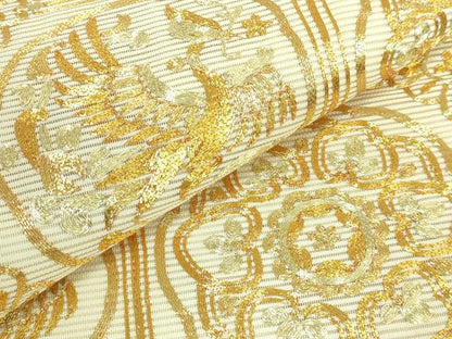 平和屋着物＊極上 夏物 絽綴れ 太鼓柄袋帯 総駒刺繍 格天井花鳥文 金糸 逸品 DZAA6774kh5