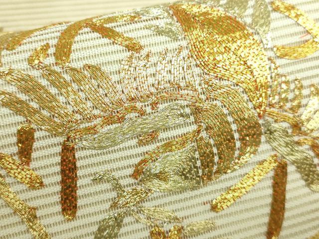 平和屋着物＊極上 夏物 絽綴れ 太鼓柄袋帯 総駒刺繍 格天井花鳥文 金糸 逸品 DZAA6774kh5