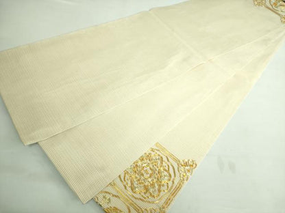 平和屋着物＊極上 夏物 絽綴れ 太鼓柄袋帯 総駒刺繍 格天井花鳥文 金糸 逸品 DZAA6774kh5