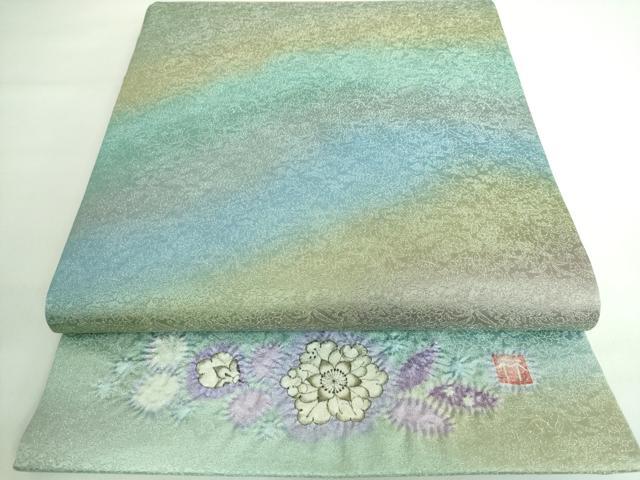 平和屋着物■極上　久保田一竹　幻の辻が花　太鼓柄袋帯　草花地紋　金通し地　逸品　DZAA6775kh5