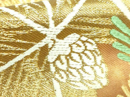 平和屋着物●極上 西陣 川島織物 六通柄 本袋帯 唐織 松ぼっくり 金糸 逸品 DZAA6783kh5