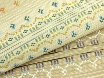 平和屋着物●極上 八寸名古屋帯 紬地 花織 横段花文 逸品 DZAA6790kh5