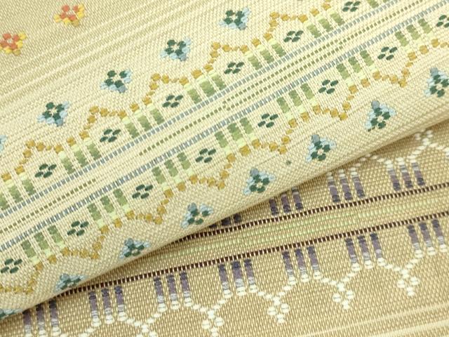 平和屋着物●極上 八寸名古屋帯 紬地 花織 横段花文 逸品 DZAA6790kh5