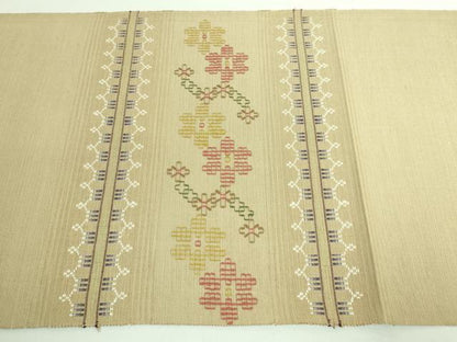 平和屋着物●極上 八寸名古屋帯 紬地 花織 横段花文 逸品 DZAA6790kh5