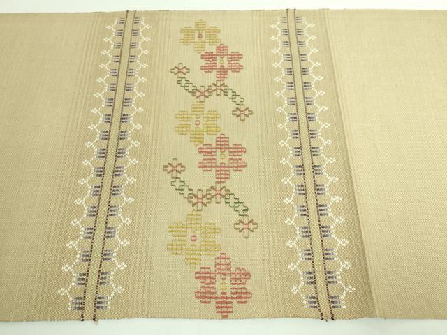 平和屋着物●極上 八寸名古屋帯 紬地 花織 横段花文 逸品 DZAA6790kh5
