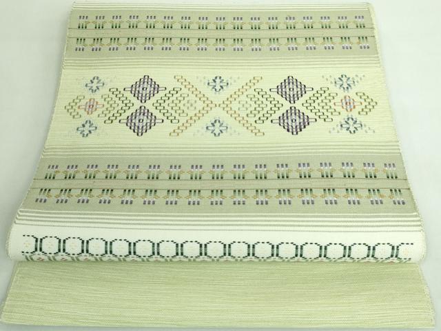 平和屋着物■極上　八寸名古屋帯　紬地　花織　横段文　逸品　DZAA6791kh5