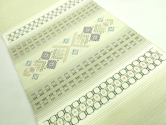 平和屋着物■極上　八寸名古屋帯　紬地　花織　横段文　逸品　DZAA6791kh5