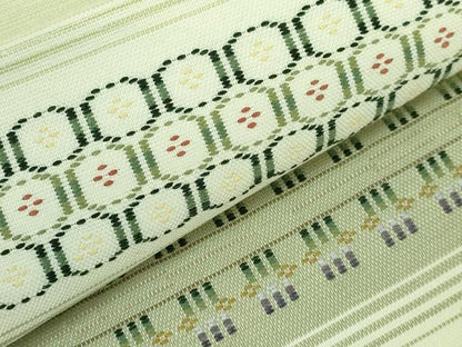 平和屋着物■極上　八寸名古屋帯　紬地　花織　横段文　逸品　DZAA6791kh5