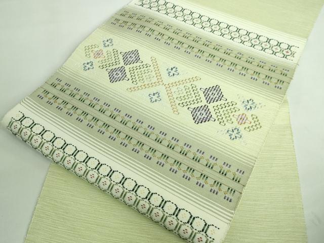 平和屋着物■極上　八寸名古屋帯　紬地　花織　横段文　逸品　DZAA6791kh5