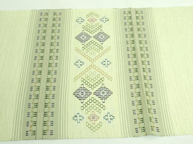 平和屋着物■極上　八寸名古屋帯　紬地　花織　横段文　逸品　DZAA6791kh5