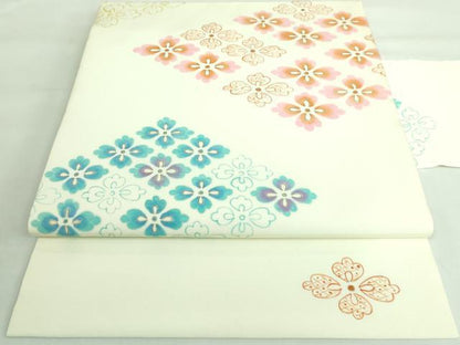 平和屋着物●極上 塩瀬 九寸名古屋帯 花菱文 金彩 逸品 DZAA6793kh5