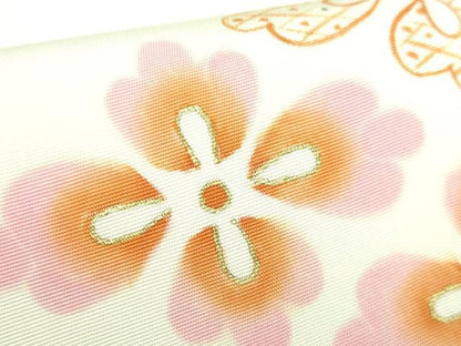 平和屋着物●極上 塩瀬 九寸名古屋帯 花菱文 金彩 逸品 DZAA6793kh5
