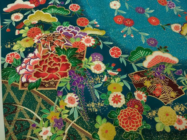 平和屋本店■極上　七五三　女の子　7歳　祝着・袋帯セット　花毬文　金彩　逸品　DZAA6802kh5